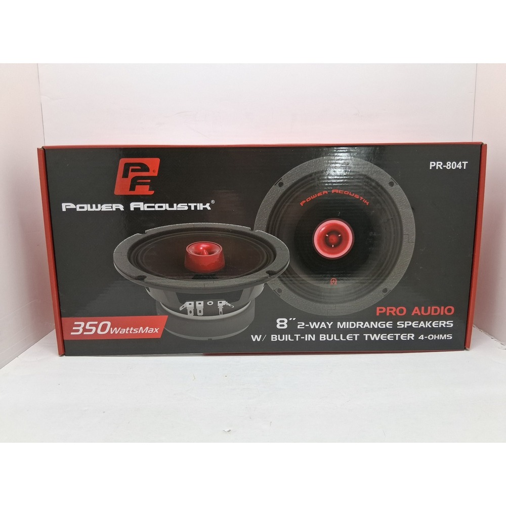 Power Acoustik PR-804T 8" 2-Way Midrange Speakers 350W Max 4-Ohm Pair New